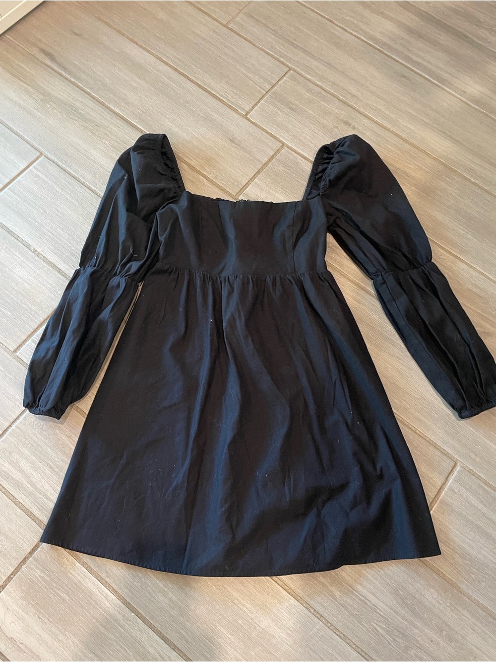 Reformation Black Dress with Puff Sleeve Detail